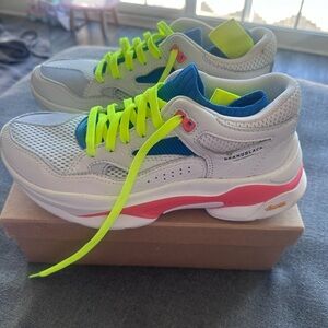 Brandblack Sneakers - White, Neon Yellow, and Pink